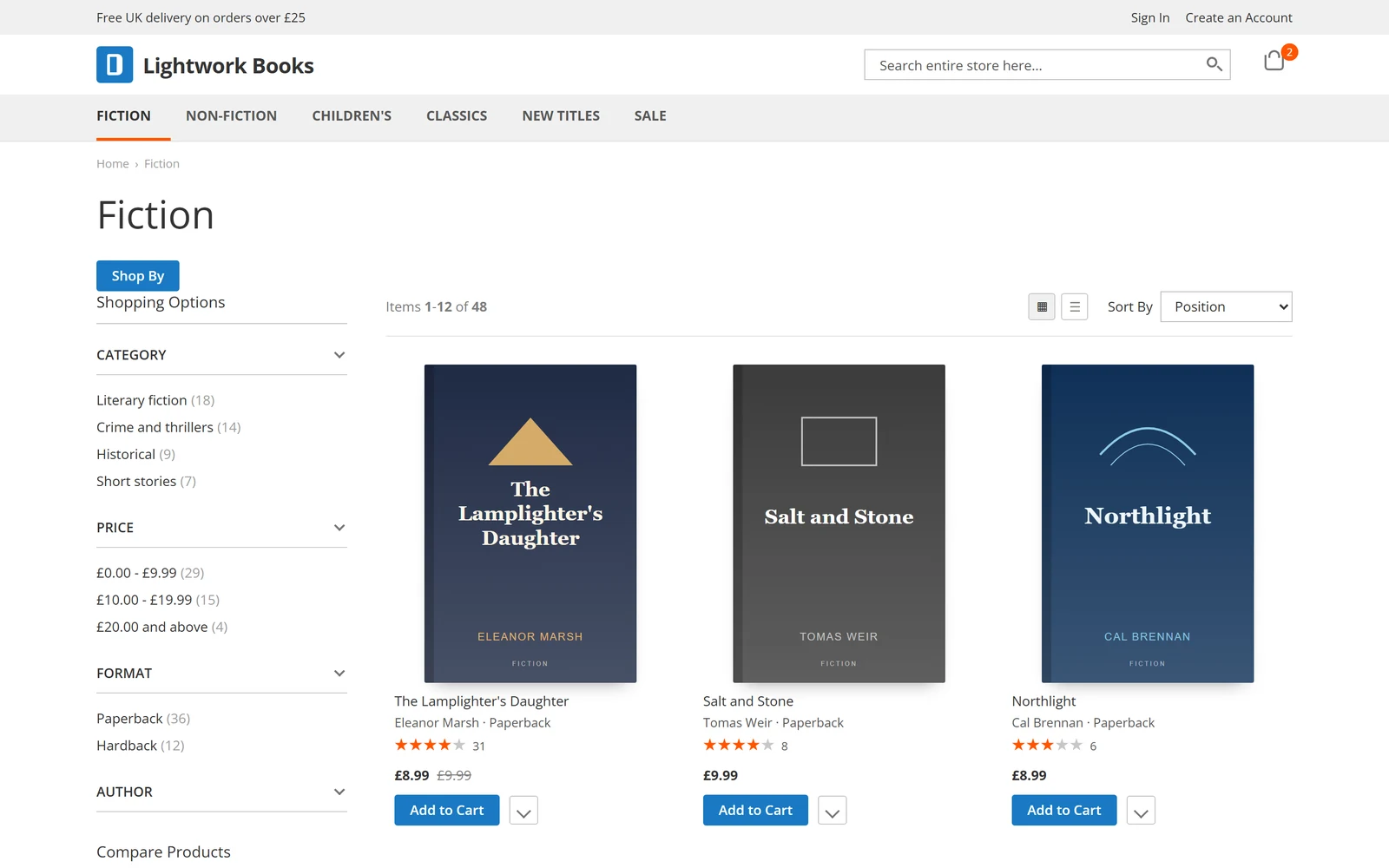 Category page of our demonstration store in a browser window