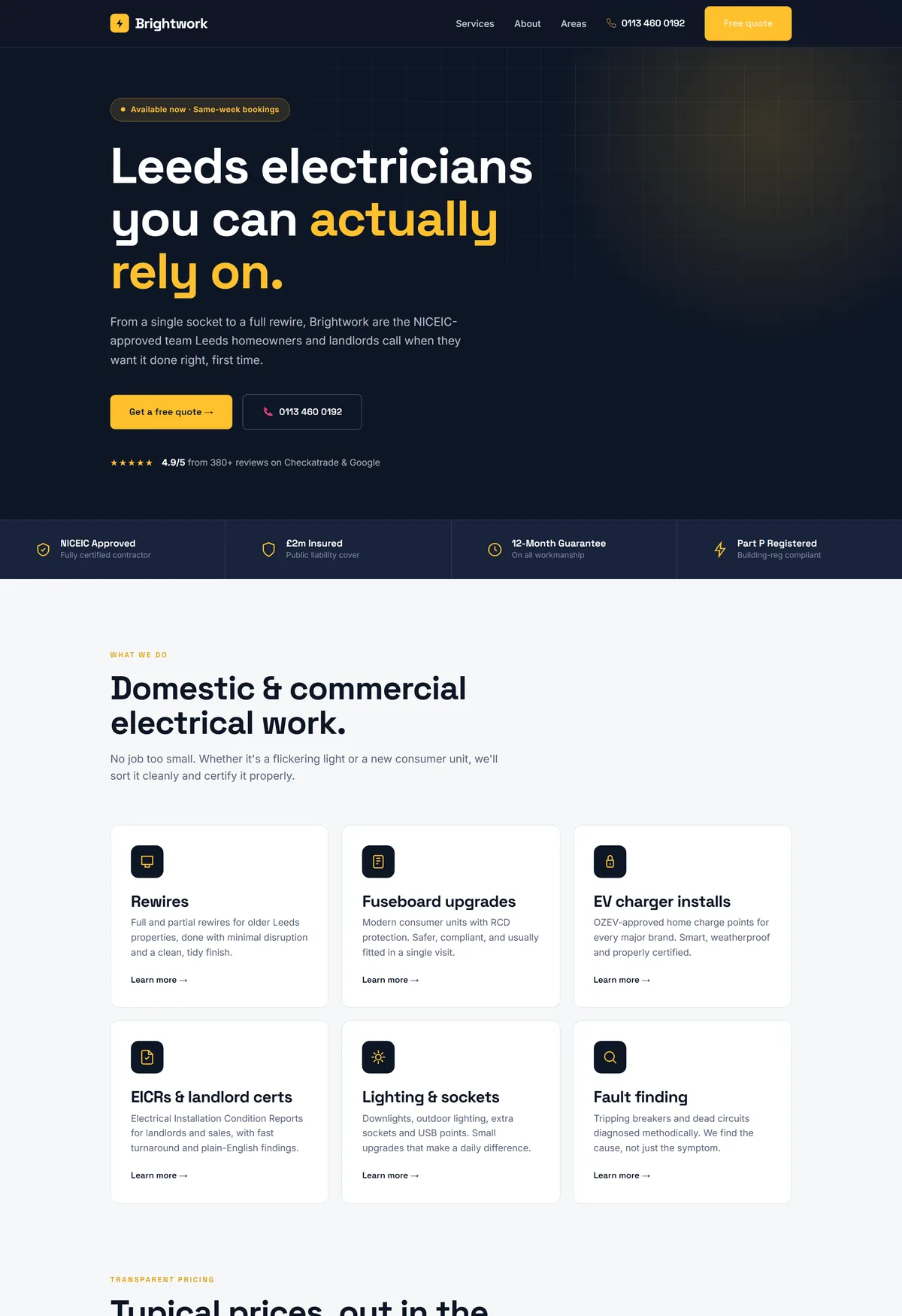 Brightwork Electrical demo homepage