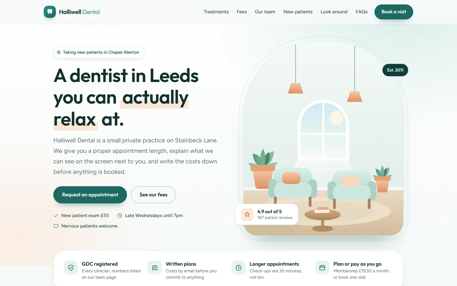 Halliwell Dental demo site on a laptop