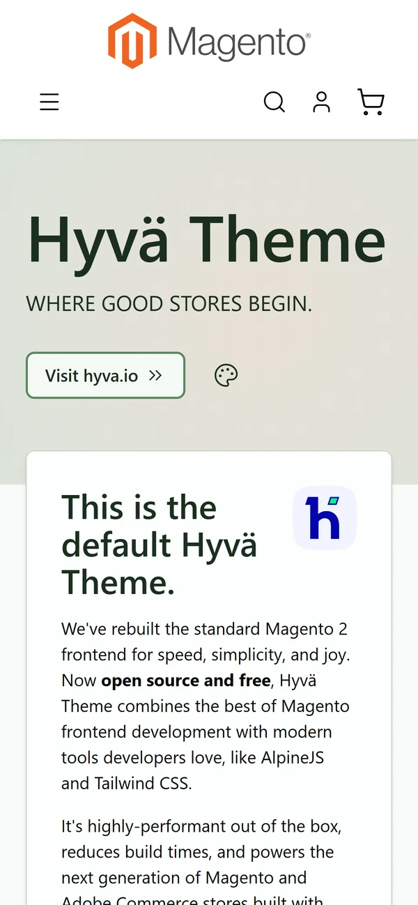 The same homepage on a phone