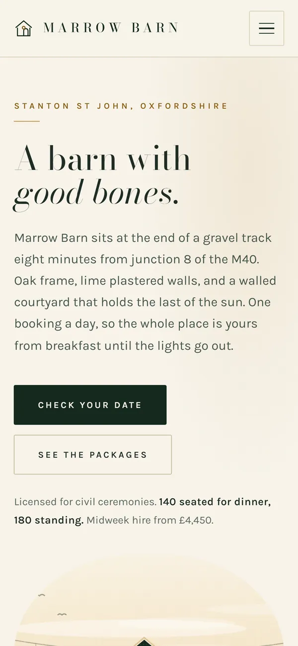 The same example site on a phone