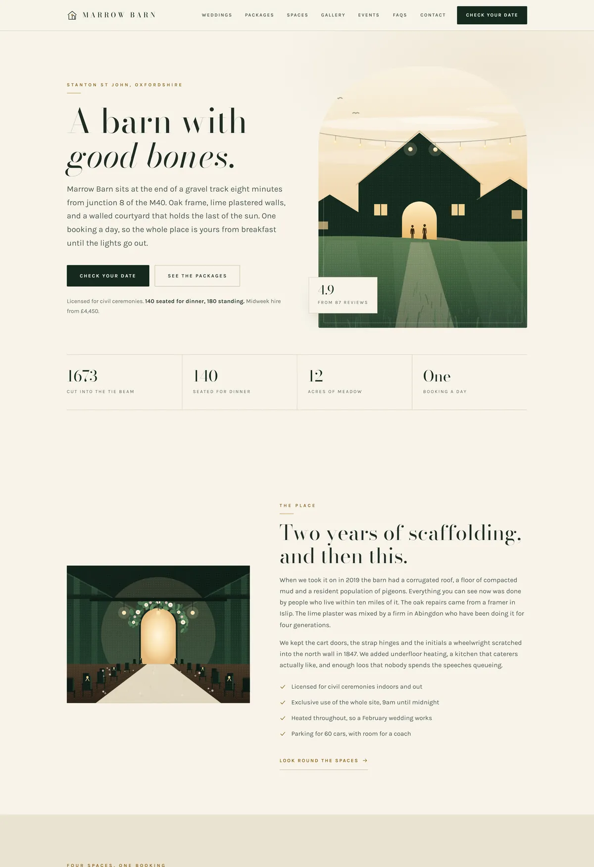 Marrow Barn wedding venue demo homepage