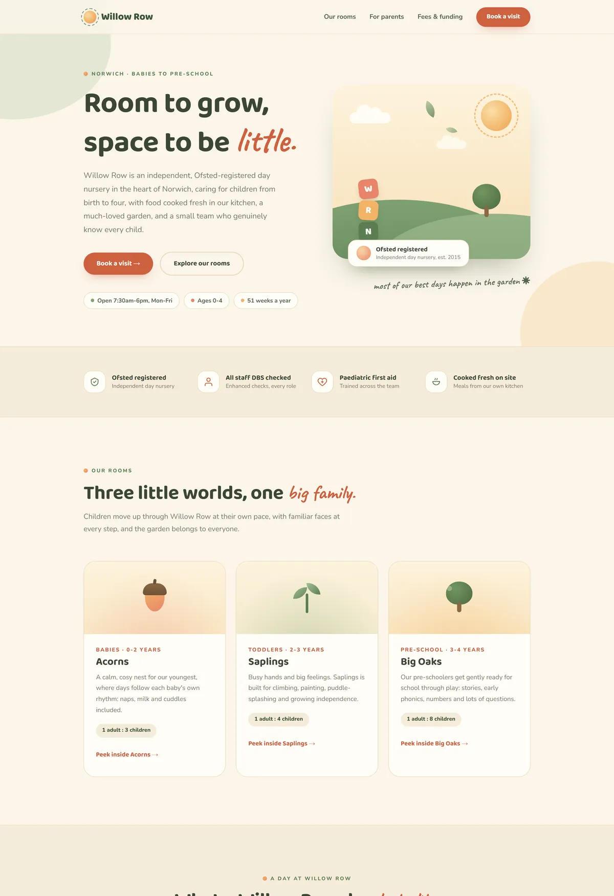 Willow Row nursery demo homepage