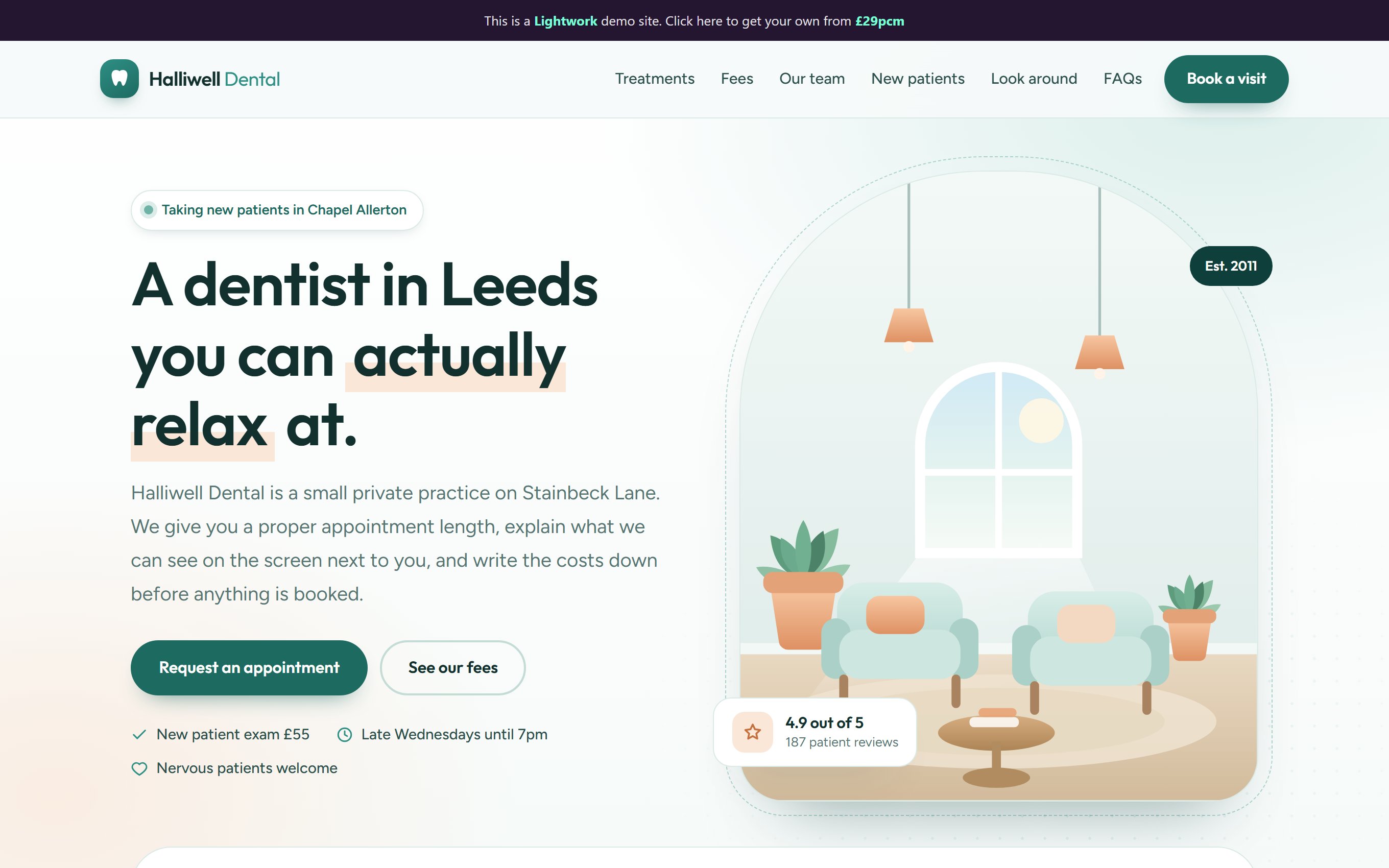 Halliwell Dental practice website homepage