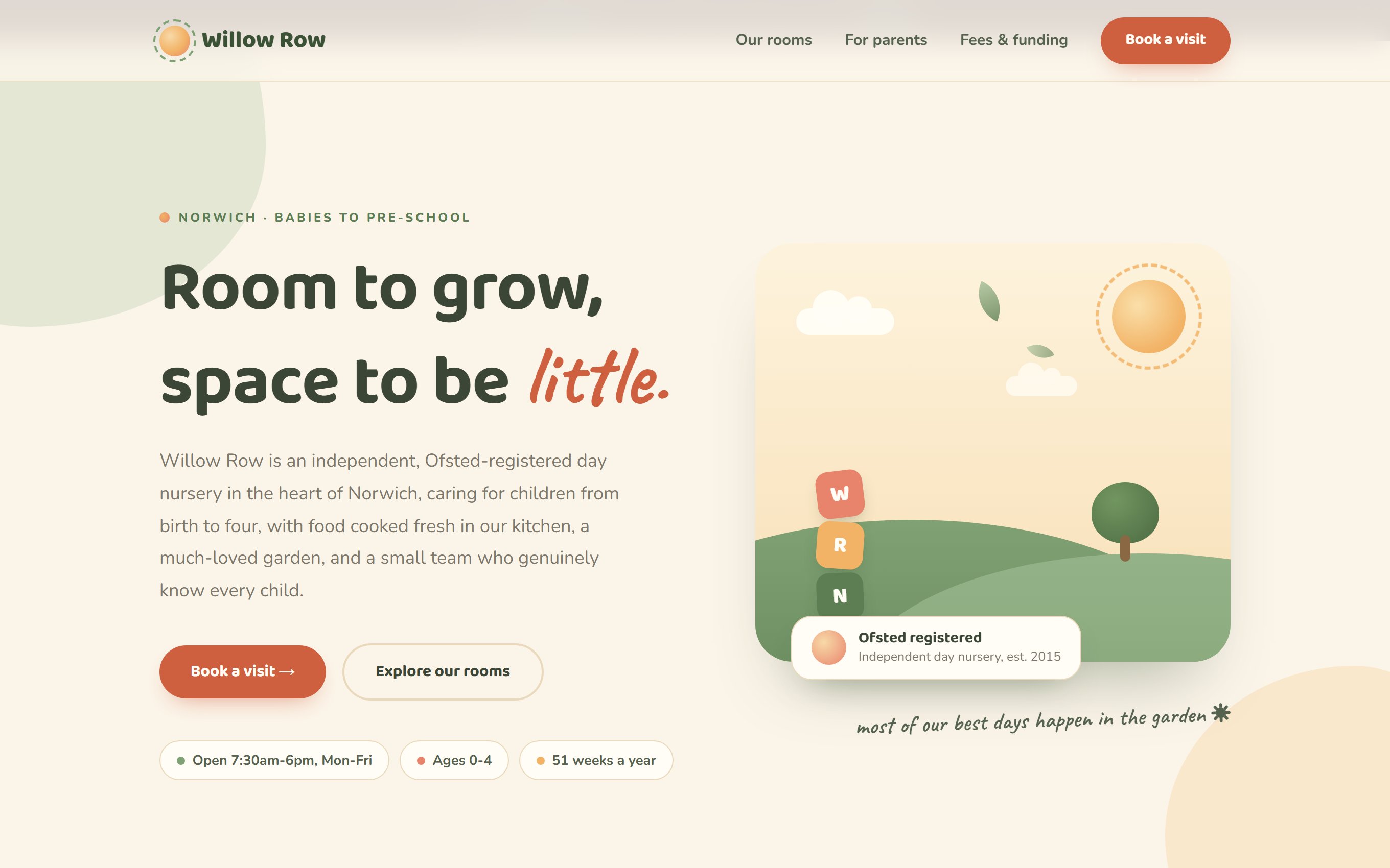 Willow Row Nursery website homepage
